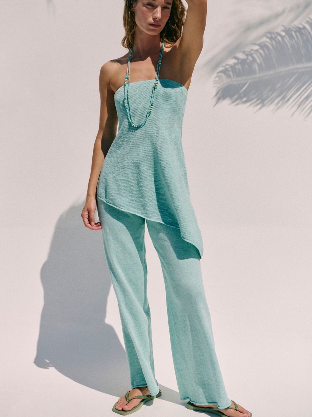 BRAND NEW Free People Aqua Strapless Knit Wide-Leg Jumpsuit